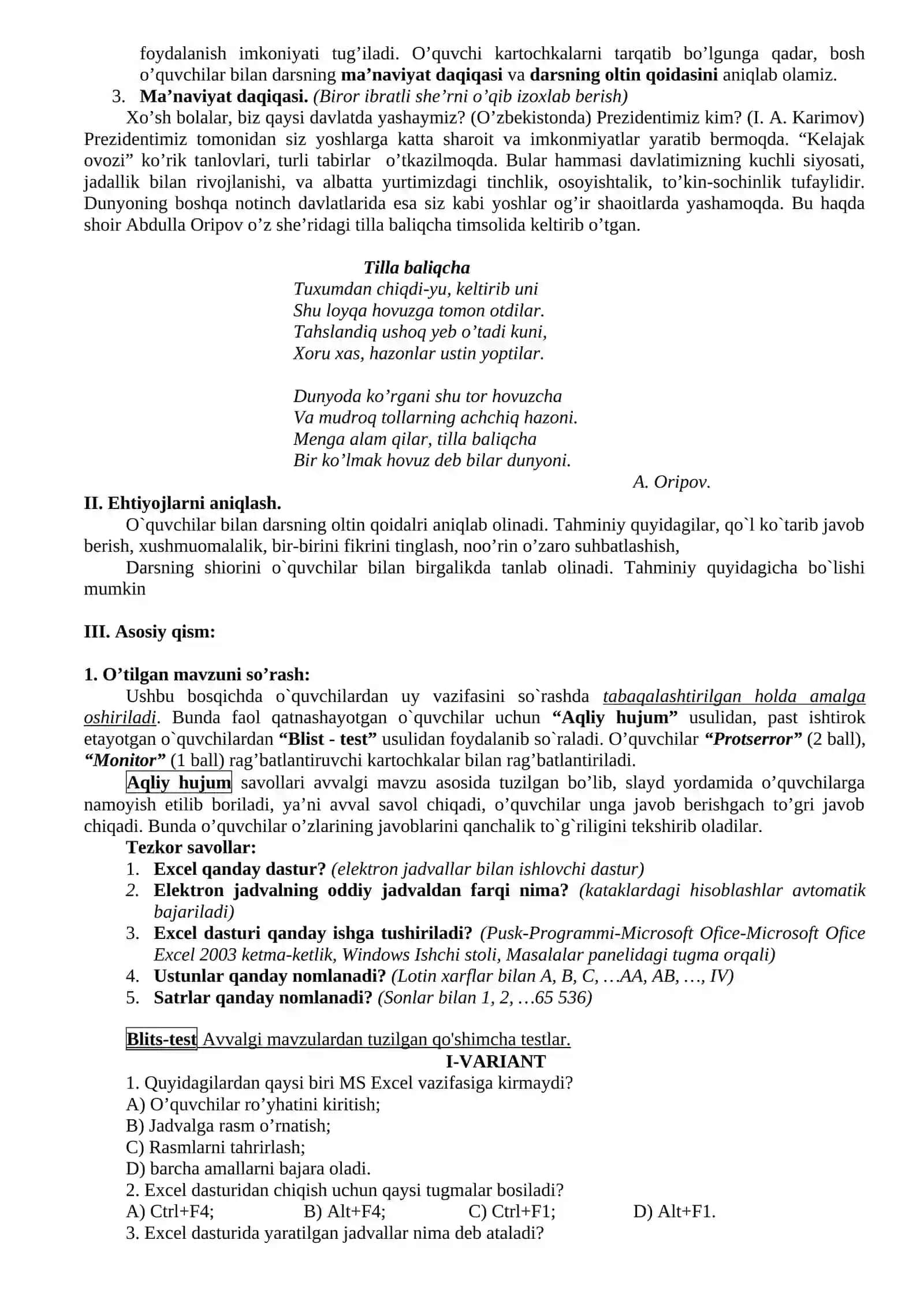 MS Excelda matematik amallar va funksiyalarni qo'llash 2
