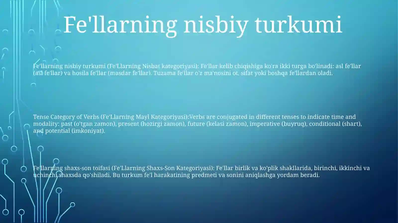 Fe'Llarning Nisbat Kategoriyasi 2