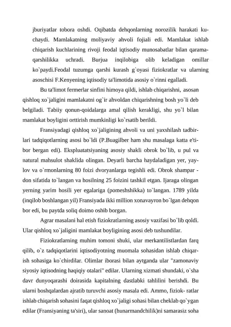 FIZIOKRATIZM IQTISODIY TA'LIMOTI 2