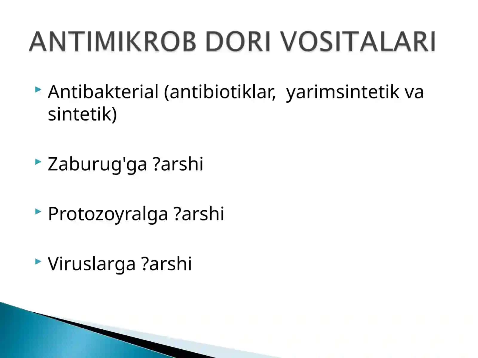 Antibakterial (Antibiotiklar, Yarimsintetik va Sintetik) 2