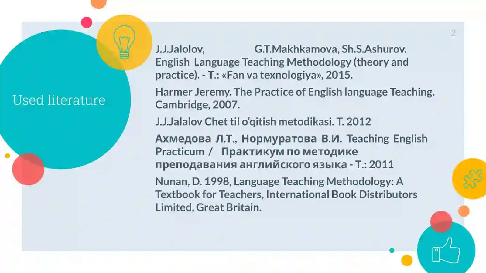 English Language Teaching Methodology 2