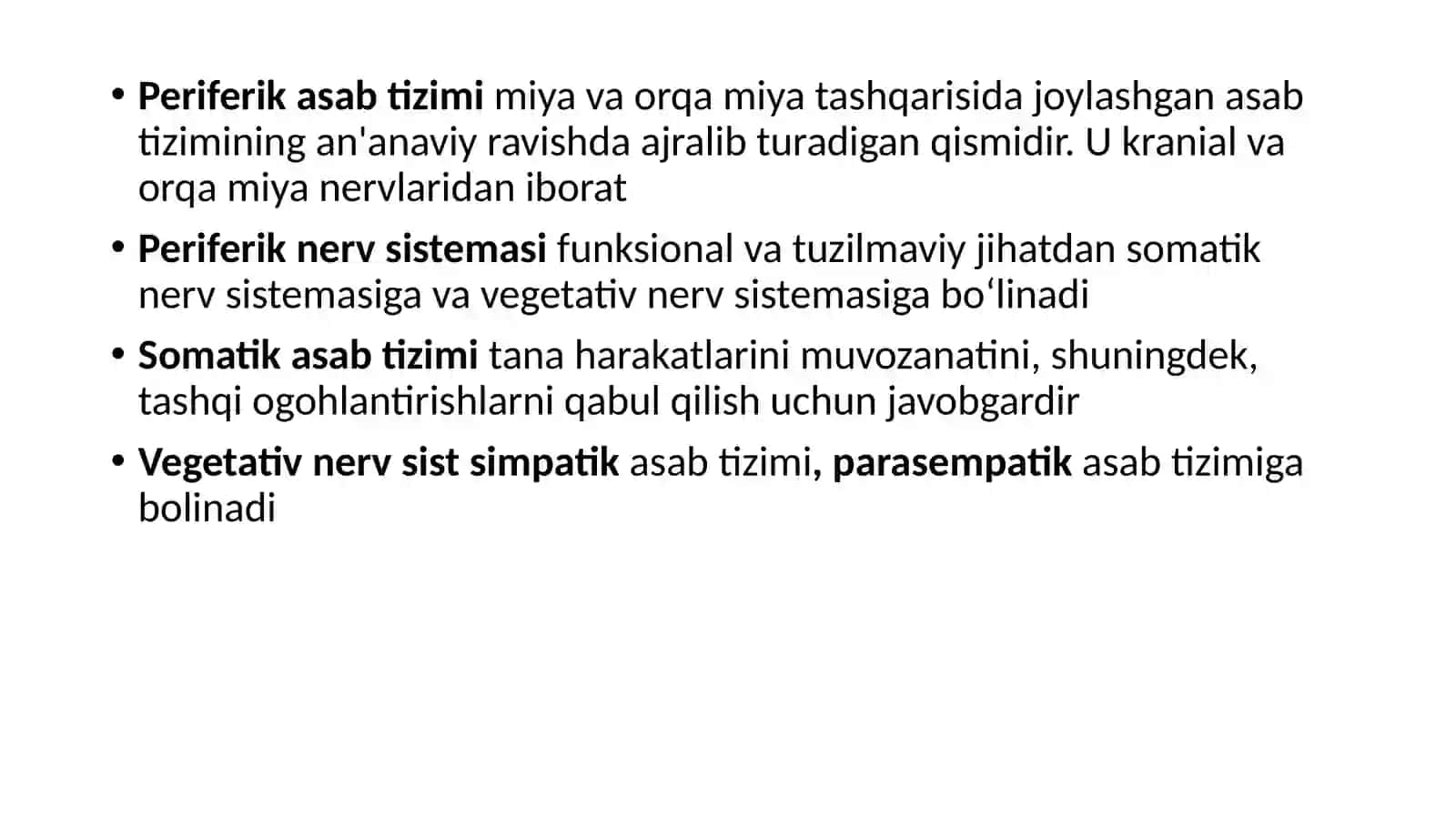 Periferik nerv sistemasi. Boshmiyanervlari 2