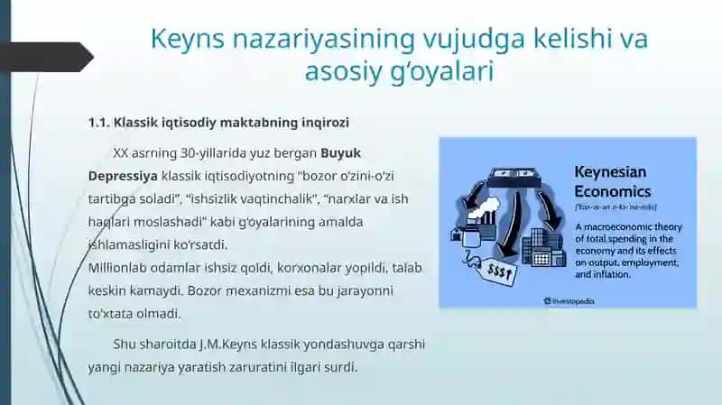 Keyns makroiqtisodiy muvozanat nazariyasi 2