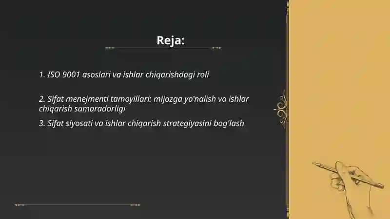 ISO 9001 asoslari va ishlar chiqarishdagi roli 2