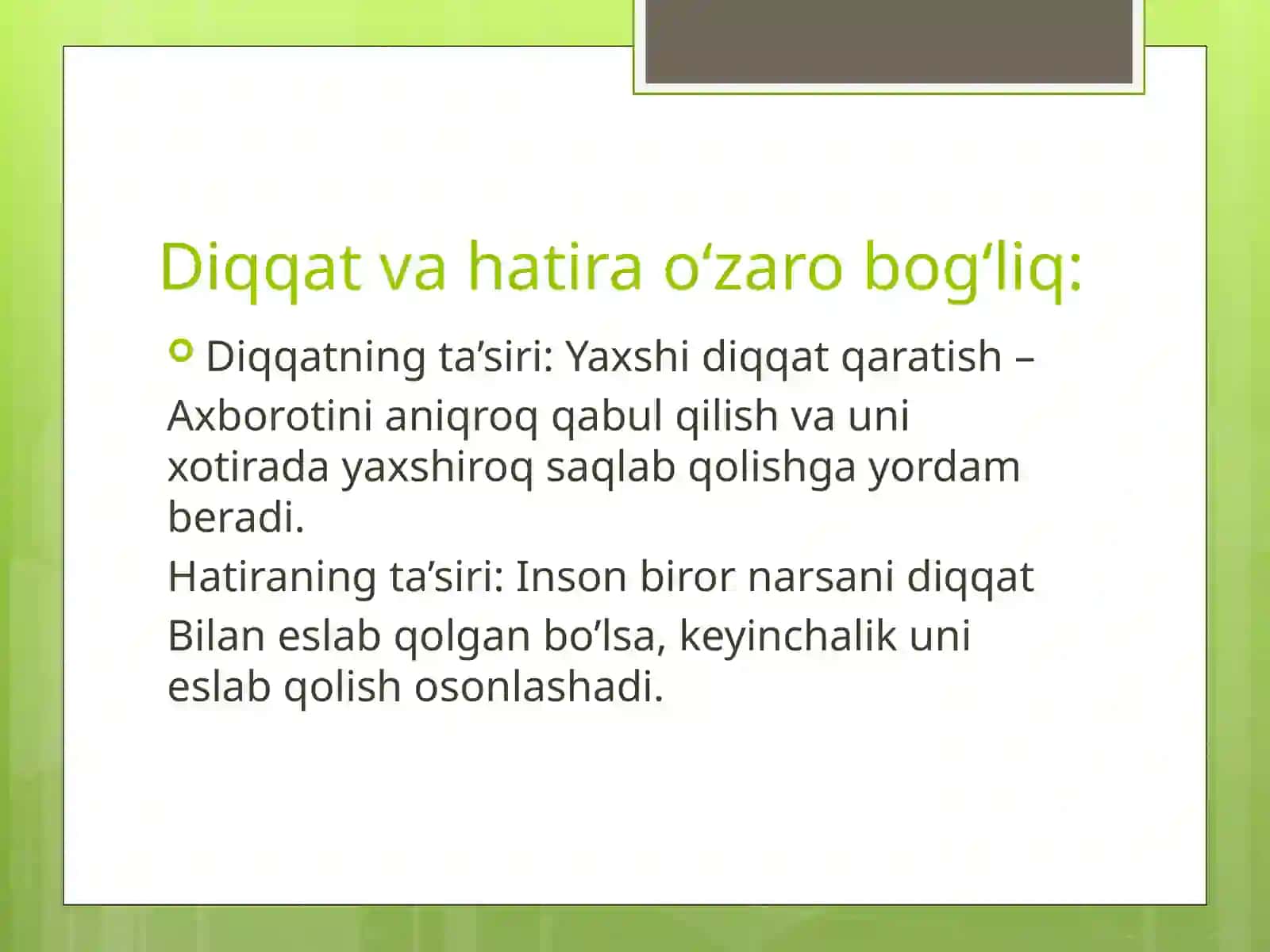 Diqqat va xotira 2