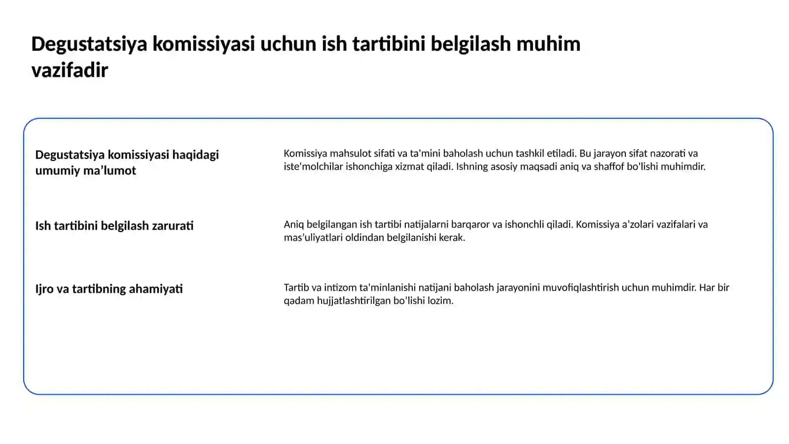 Degustatsiya komissiyasi ishini tashkil etish 2