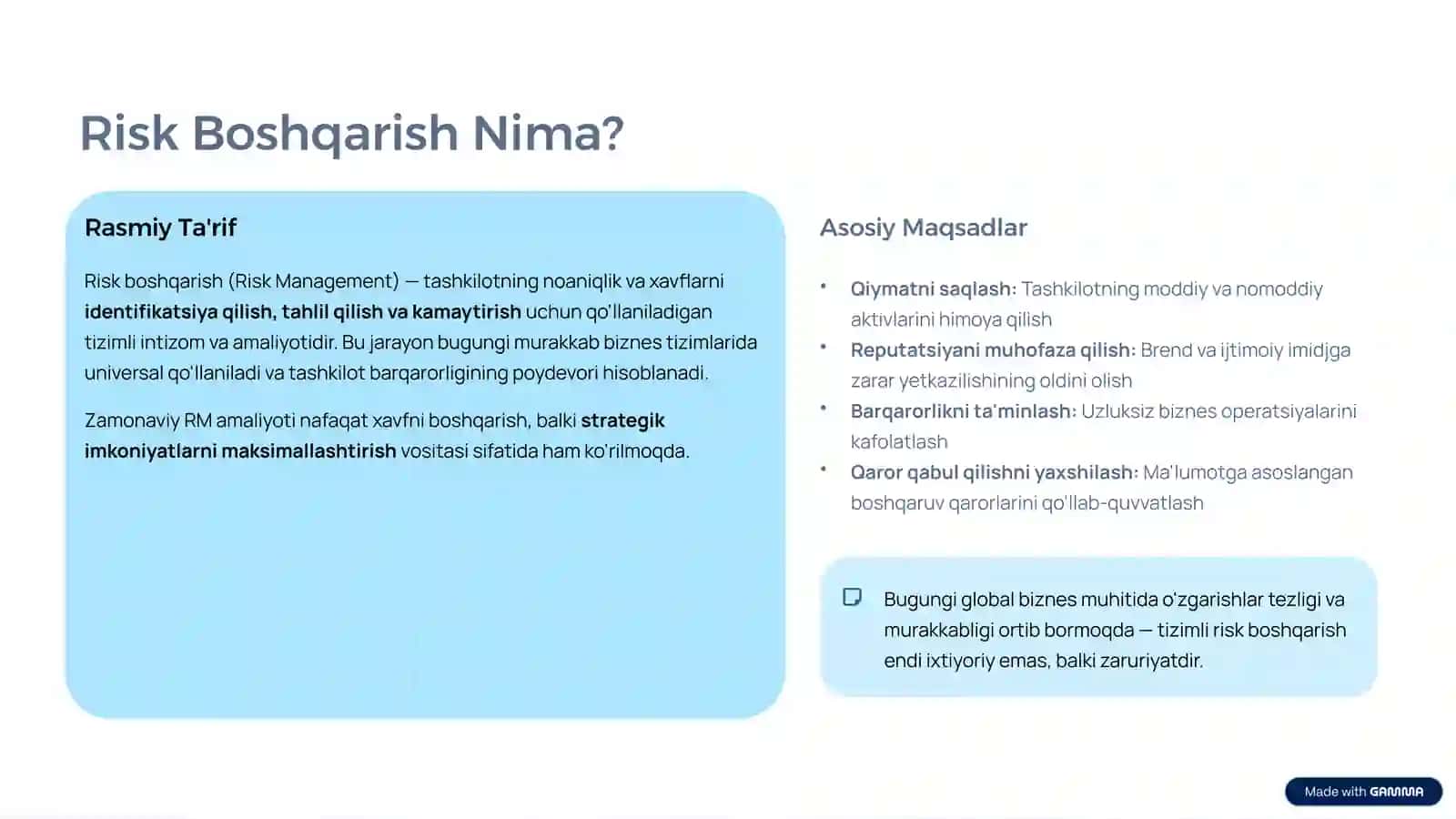 Biznes Risklarini Aniqlash va Boshqarish 2