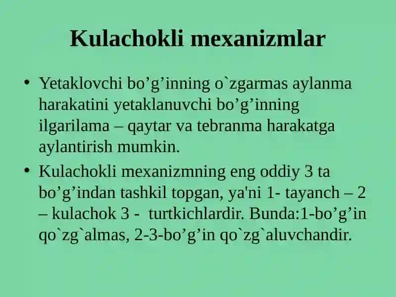 Kulachokli mexanizmlar 2