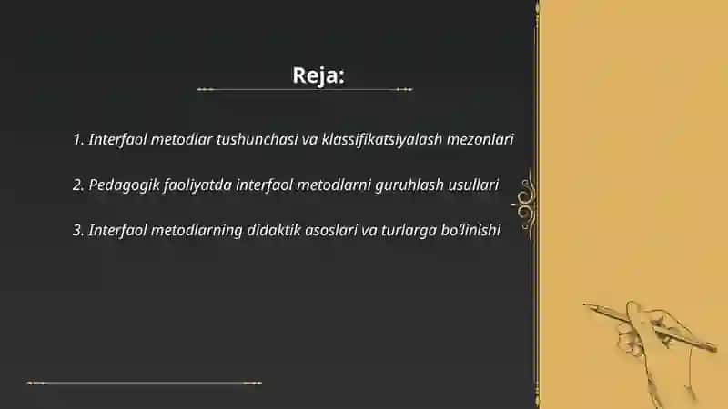 Oʻqitishda interfaol metodlar klasifikatsiyasi 2