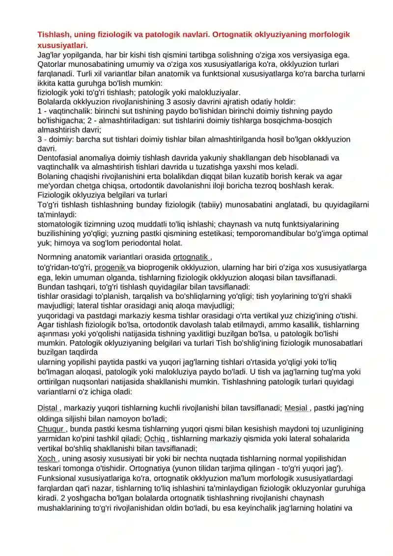 Okklyuziya va artikulyatsiya 2