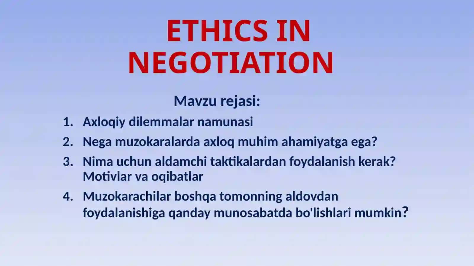 ETHICS IN NEGOTIATION 2
