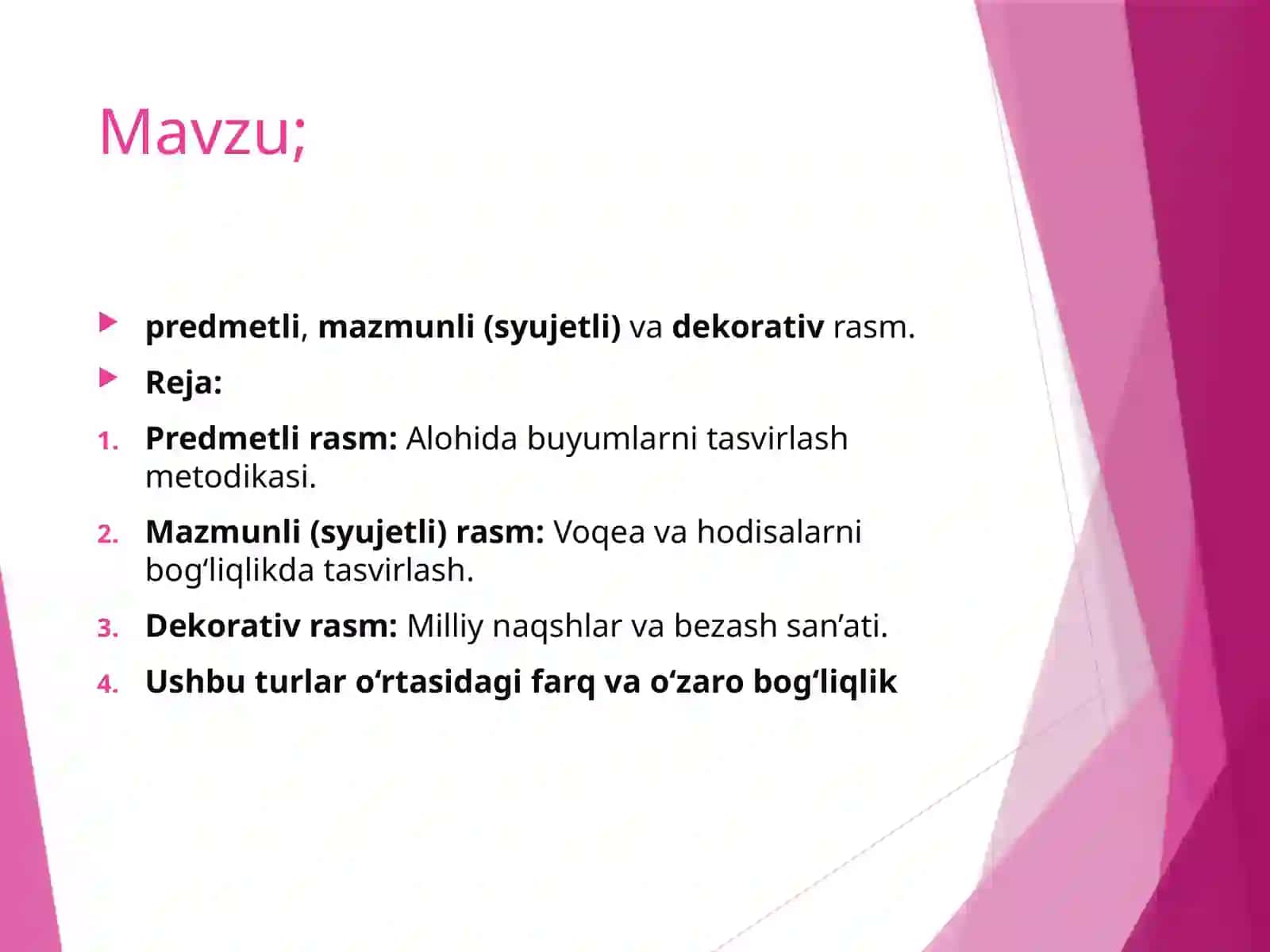 predmetli,mazmunli(syujetli)vadekorativrasm 2