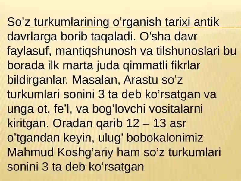 So‘z turkumlarining leksik, grammatik va sintaktik ma’nosi ustida ishlash. 2