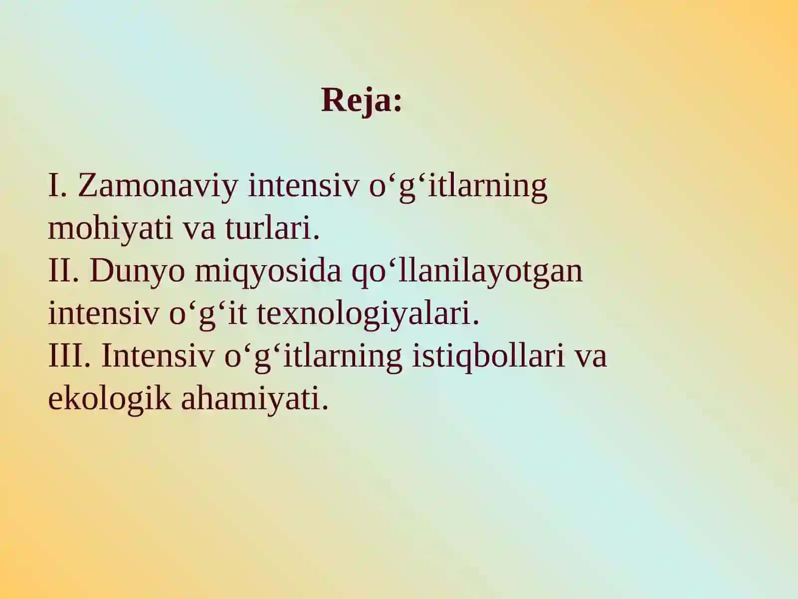 Zamonaviy intensiv o'g'itlar 2