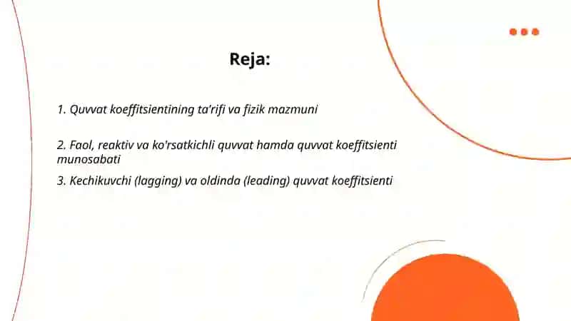 Quvvat koeffitsienti va uning ahamiyati 2