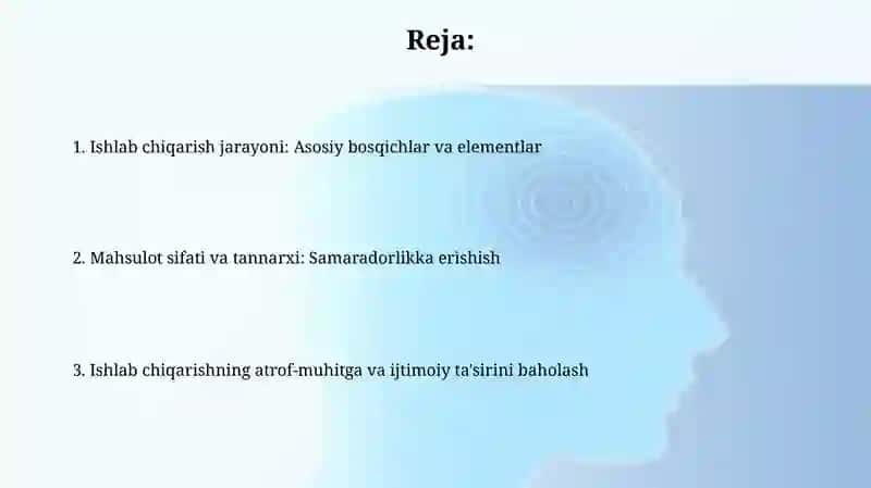 Ishlab chiqarish jarayoni vauningnatijalari 2