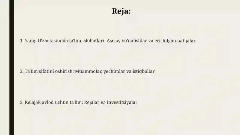 Yangi O'zbekistonda Ta'lim Islohotlari 2