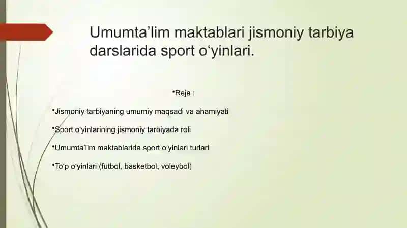 Umumta’lim maktablari jismoniy tarbiya darslari 2