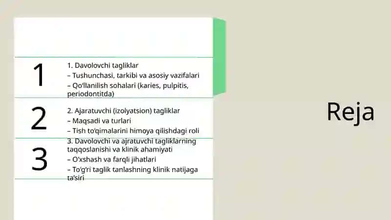 Davolovchi va ajratuvchi tagliklar 2