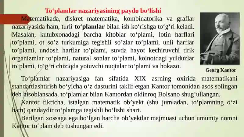 To‘plamlar va ular ustida amallar 2
