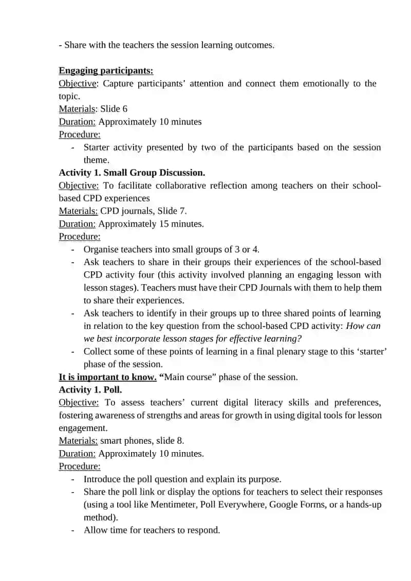 Cluster School CPD Session Plan 5 2