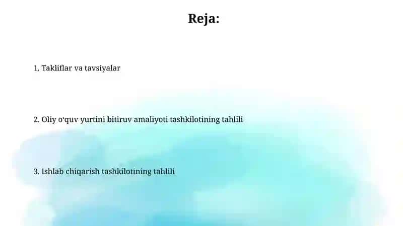Ishlab chiqarish tashkilotining tahlili 2