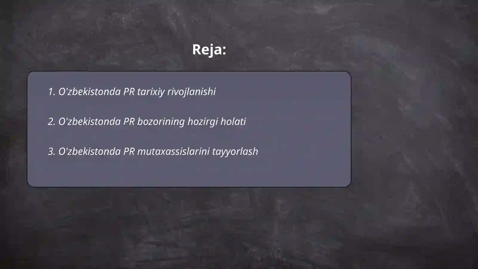 O'zbekistonda PRni rivojlanishi 2