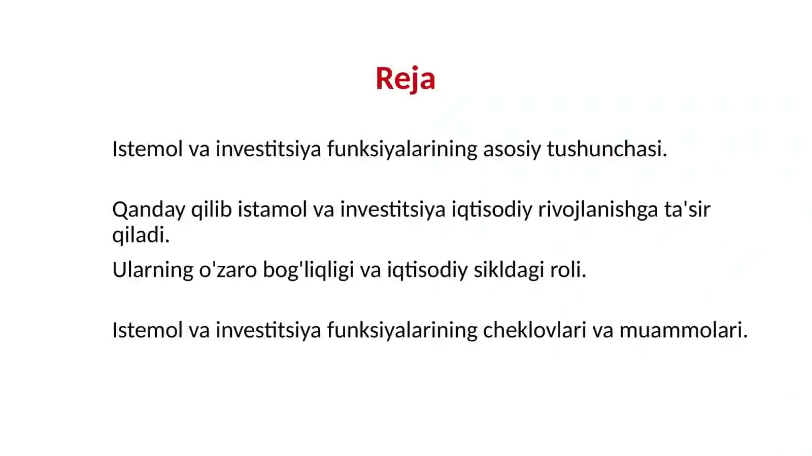 Istemol va investitsiya funksiyalari 2