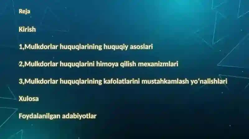Mulkdorlar Huquqlarining Kafolatlari 2
