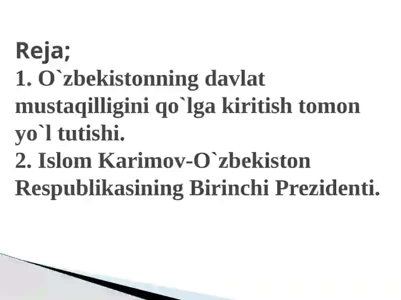 Mustaqillikyillarida O`zbekistondaijtimoiysiyosiyo`zgarishlar 2