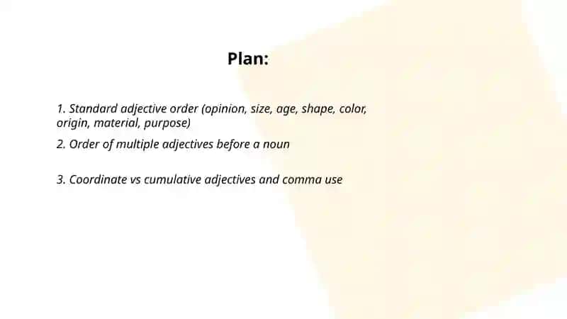 Adjective and word order 2