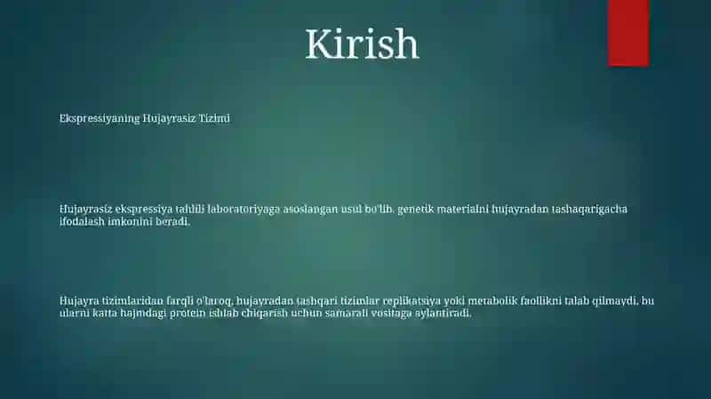 Ekspressiyaning Hujayrasiz Tizimi 2