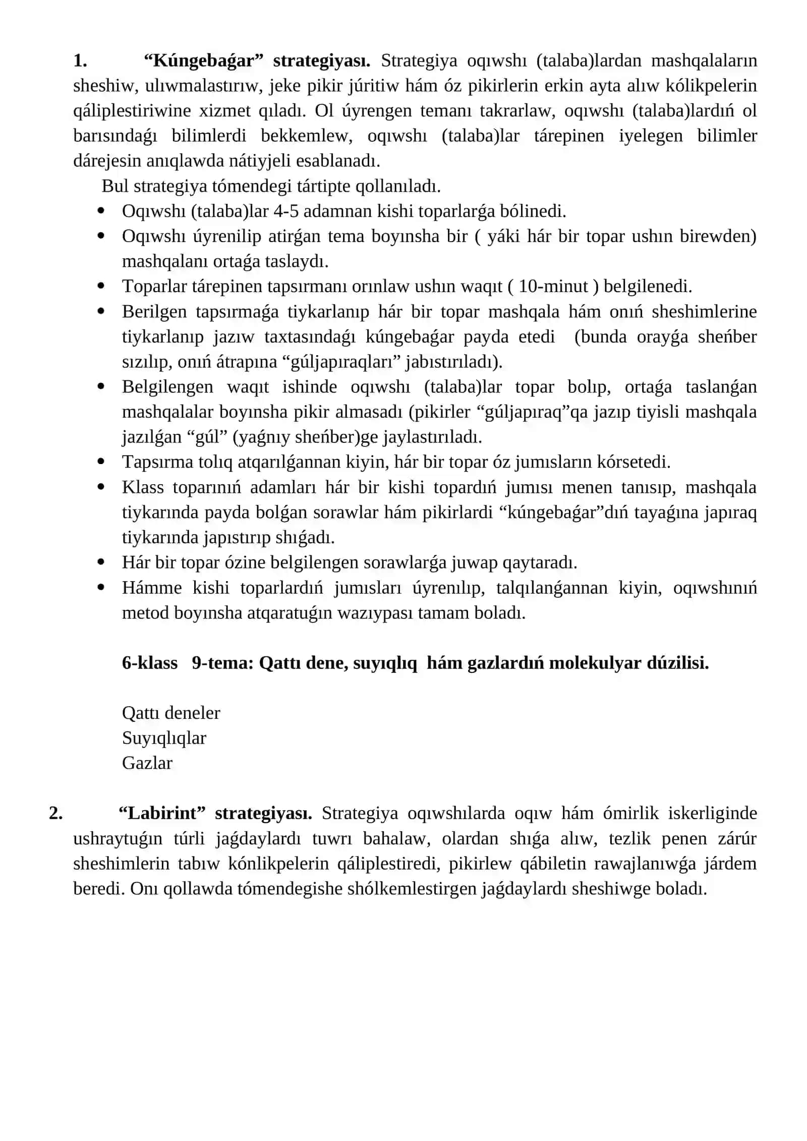 Kúngebaǵar strategiyası 2