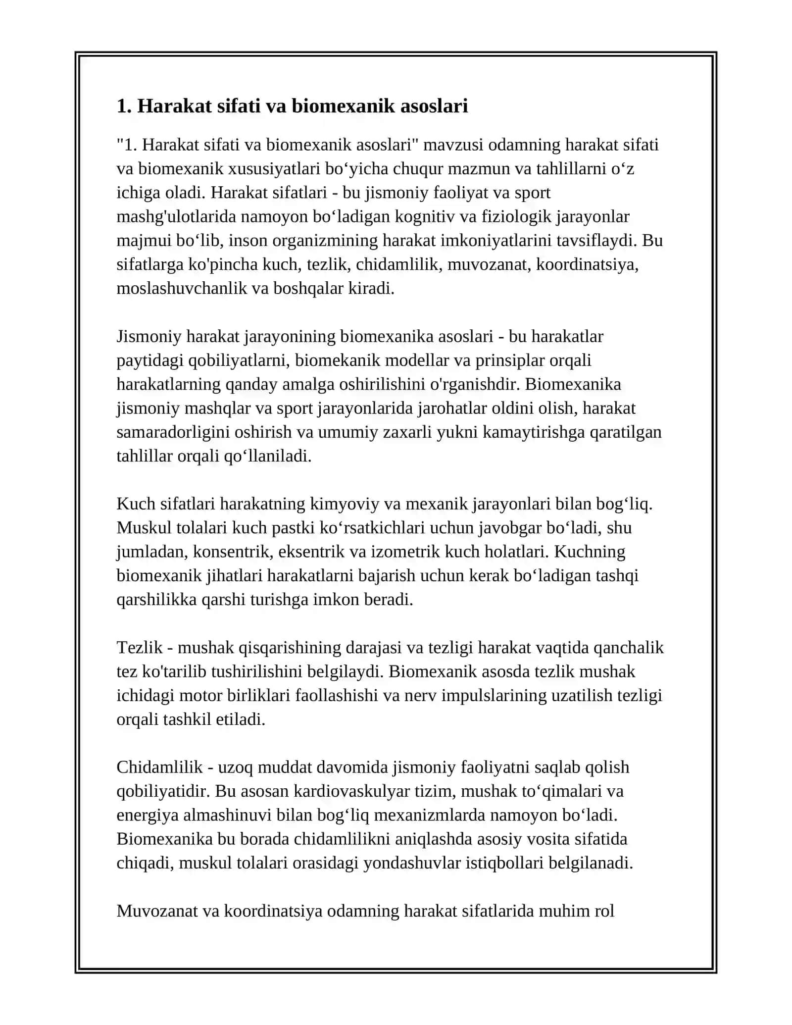ODAMNING HARAKAT SIFATLARI BIOMEXANIKASI 2
