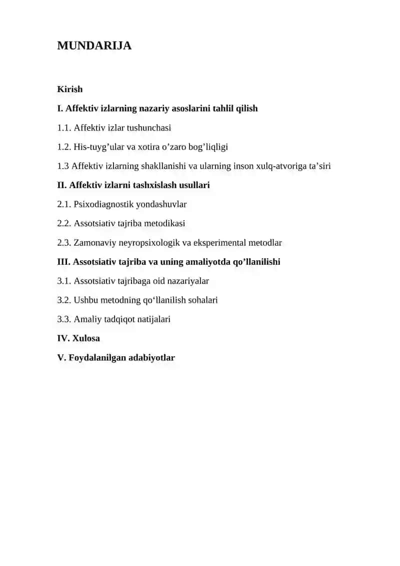 Affektiv izlarni tashxislash. Assotsiativ tajriba 2