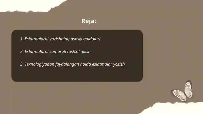 Eslatmalar yozish va ular bilan ishlash 2