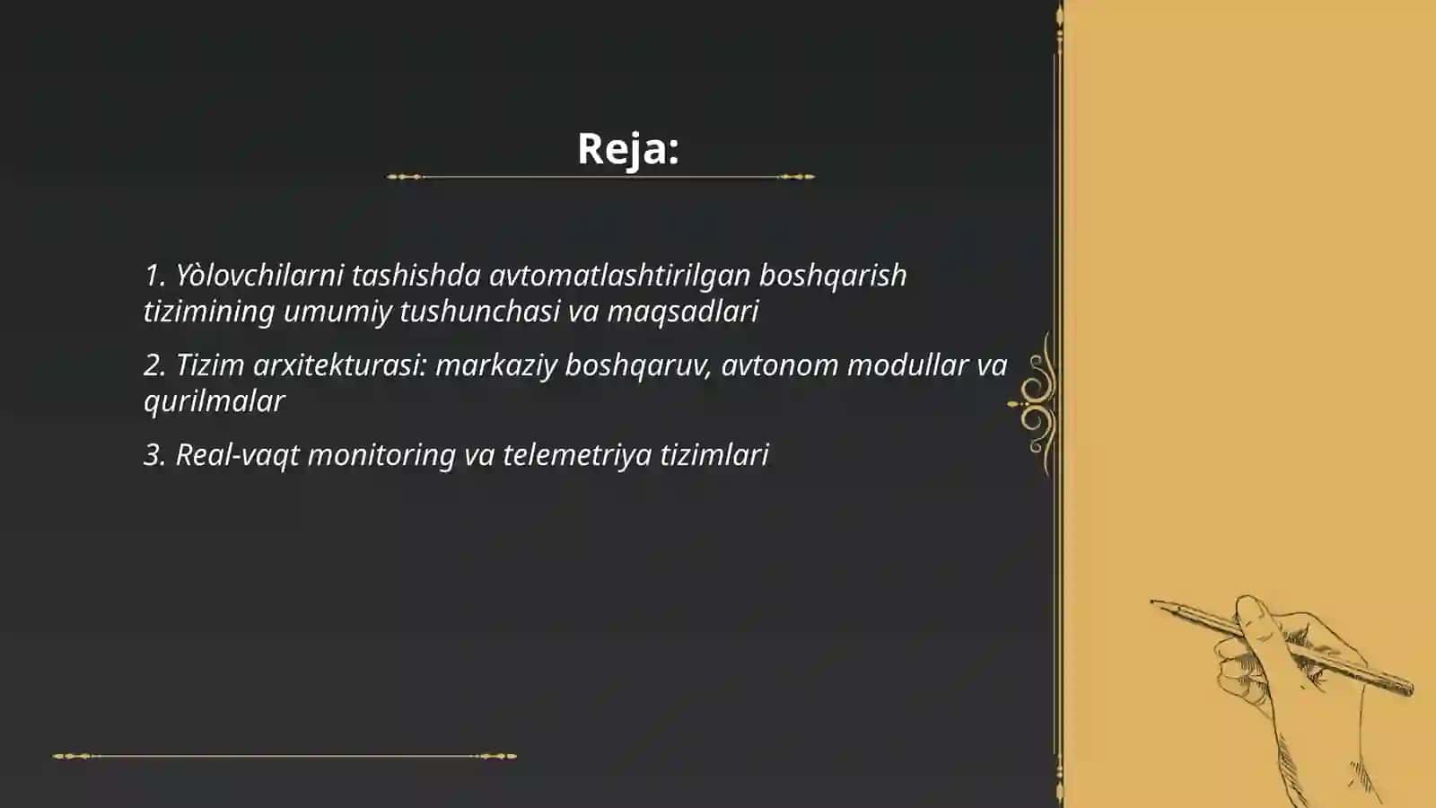 Yòlovchilarni tashishda avtomatlashtirilgan boshqarish tizimi 2