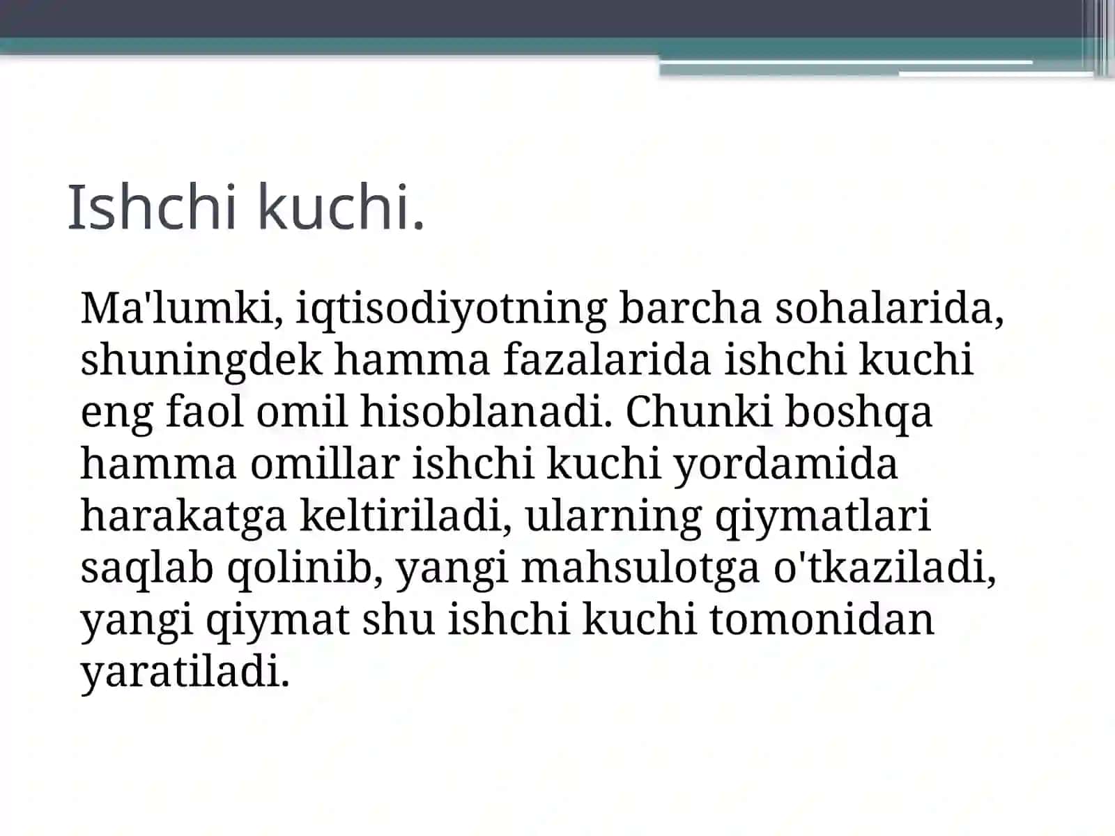 Ishchi kuchi,uning bandligi va ishsizlik 2