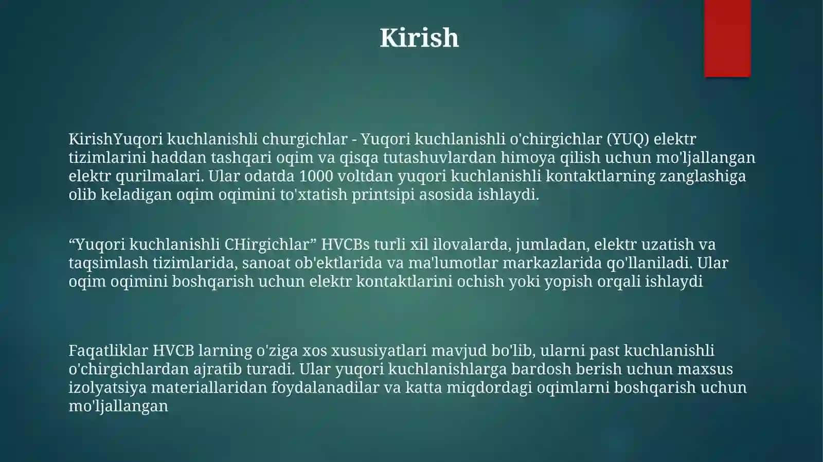 YuqoriKuchlanishliÕchirgichlar 2