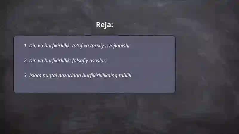 Din va hurfikirlillik 2