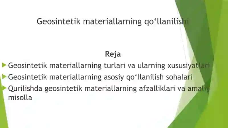 Geosintetik materiallarning qo‘llanilishi 2