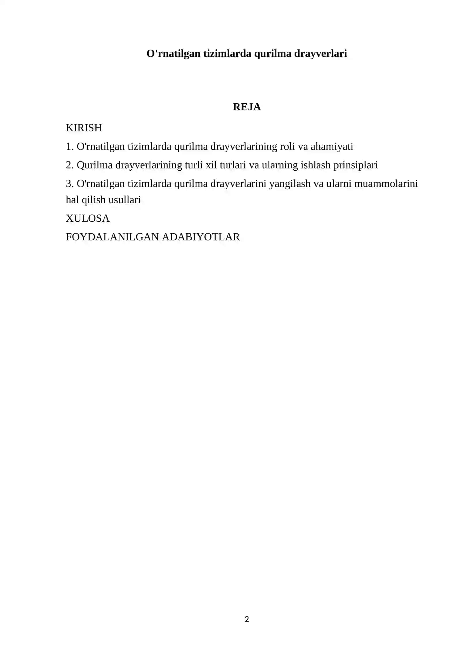 O'rnatilgan tizimlarda qurilma drayverlari 2