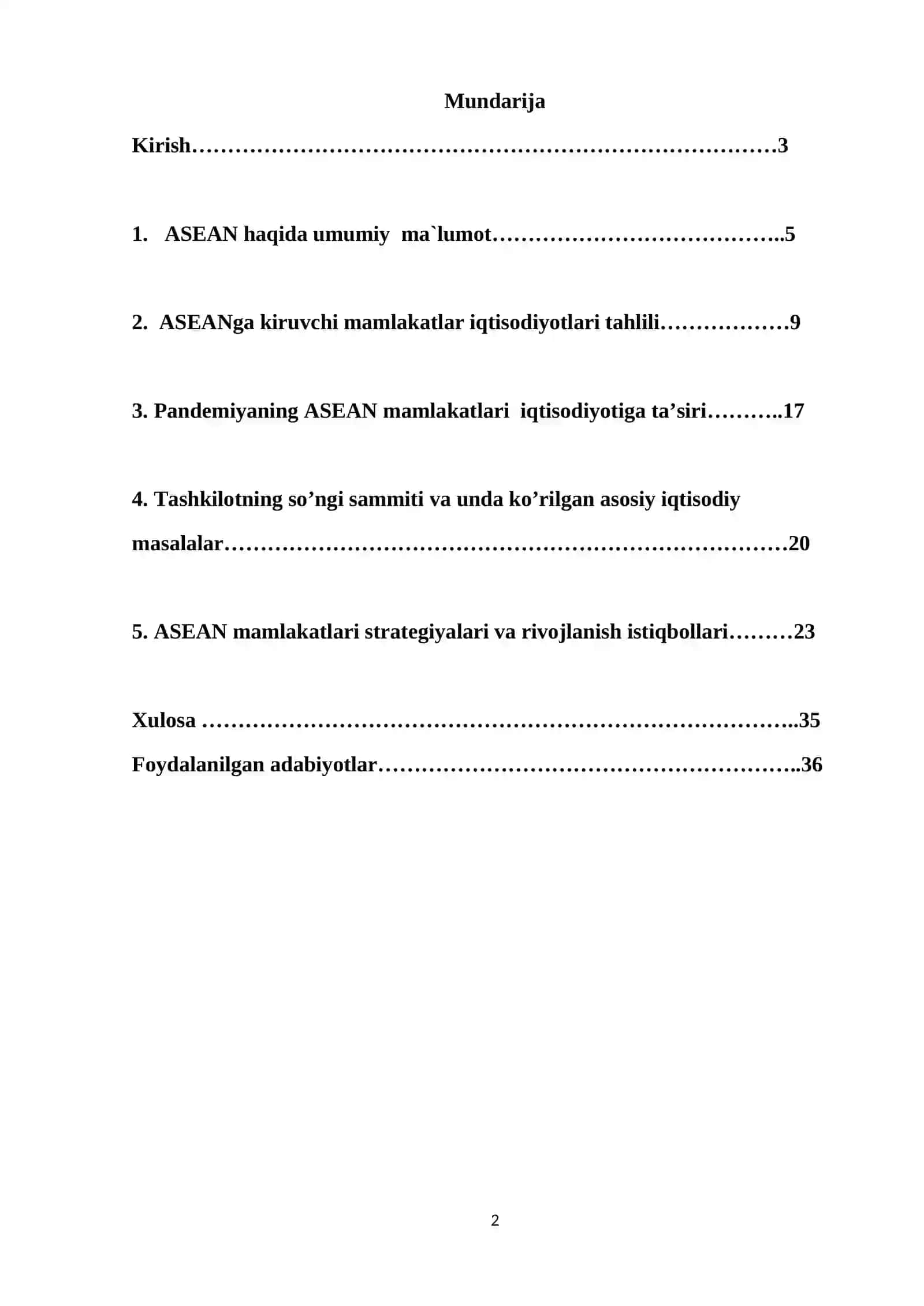 ASEAN tashkiloti, uning faoliyati va ahamiyati 2