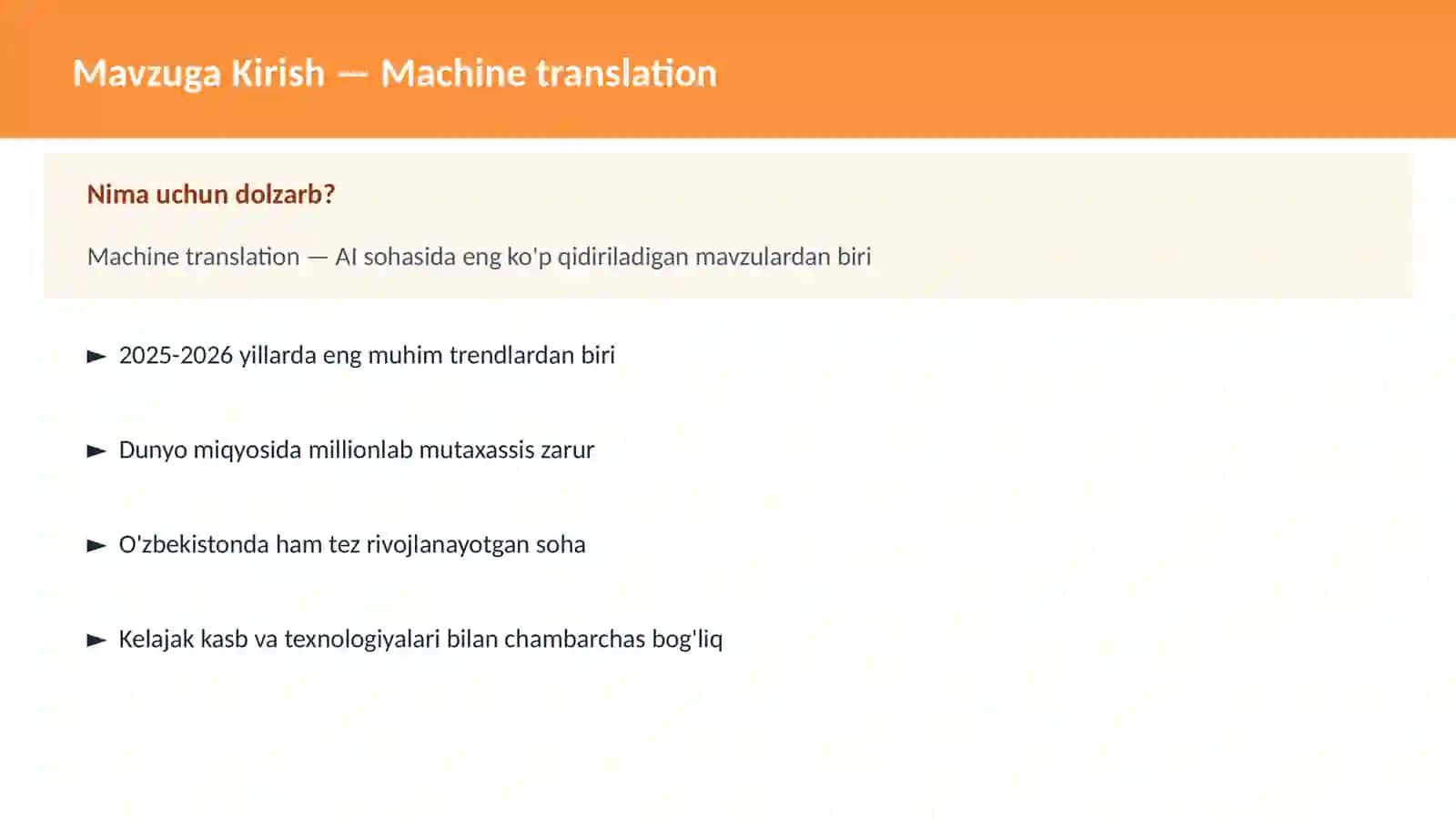Machine translation 2