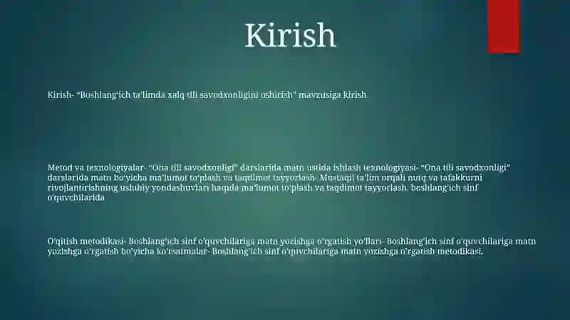 Ona Tili O'Qish Savodxonligi 2