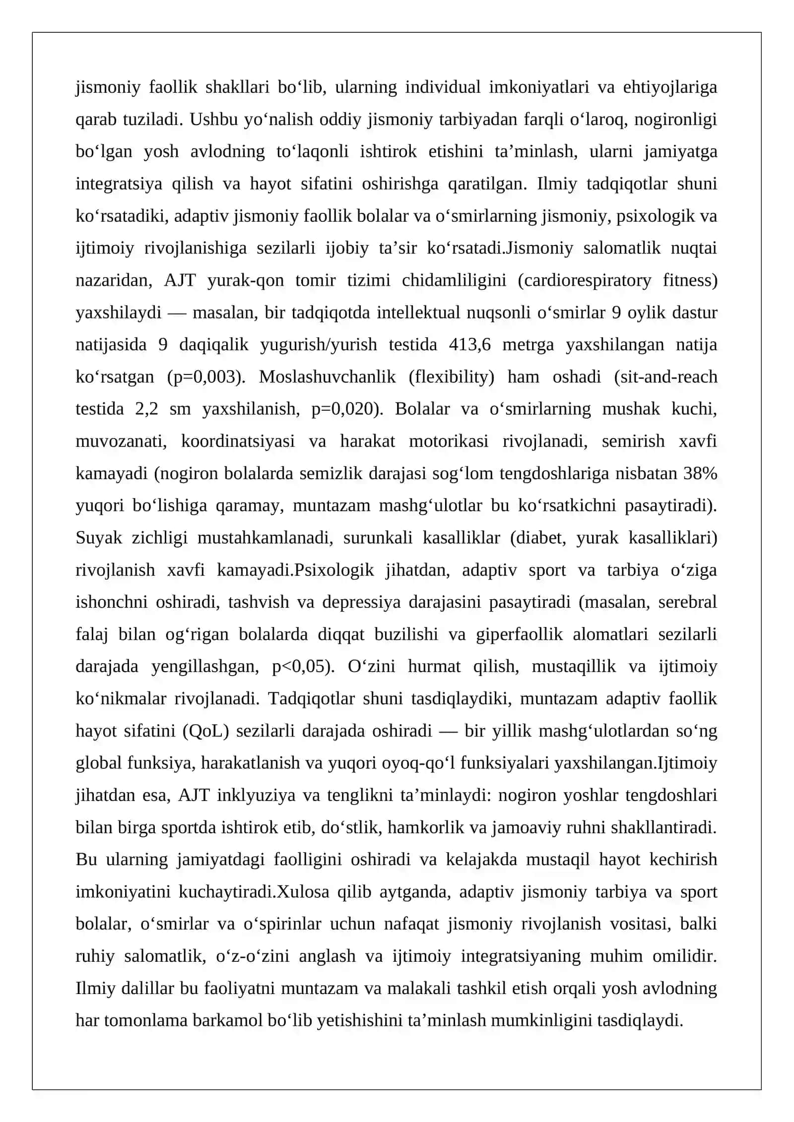 Adaptiv jismoniy tarbiya va sportning nazariy asoslari 2