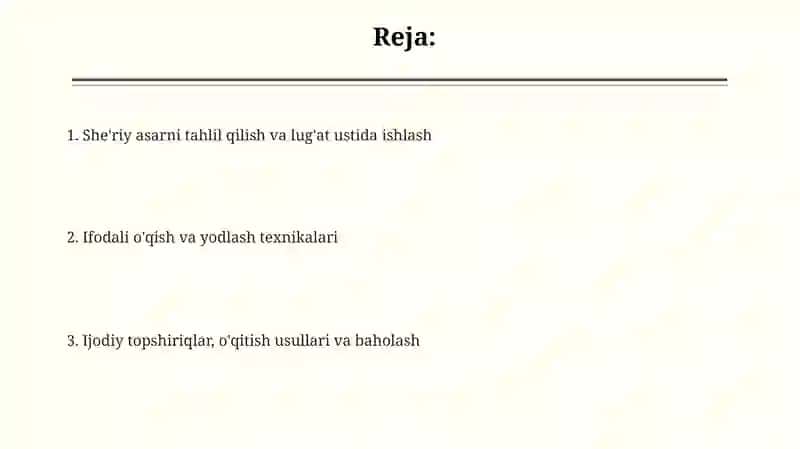 She'riy asarlarni tahlil qilish metodikasi 2