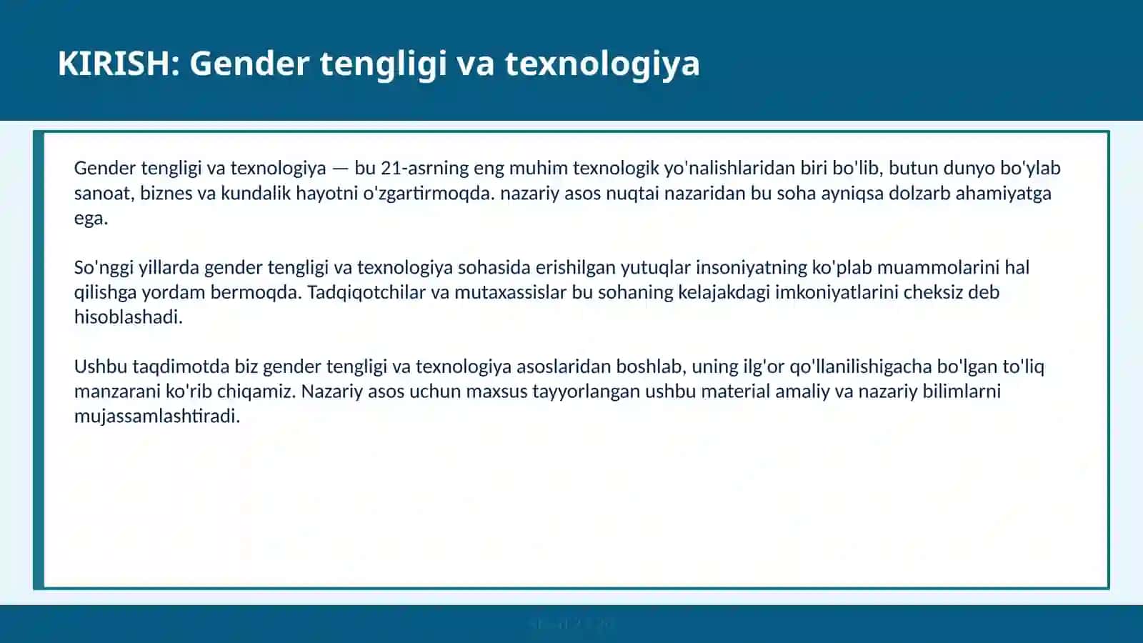 Gender tengligi va texnologiya 2