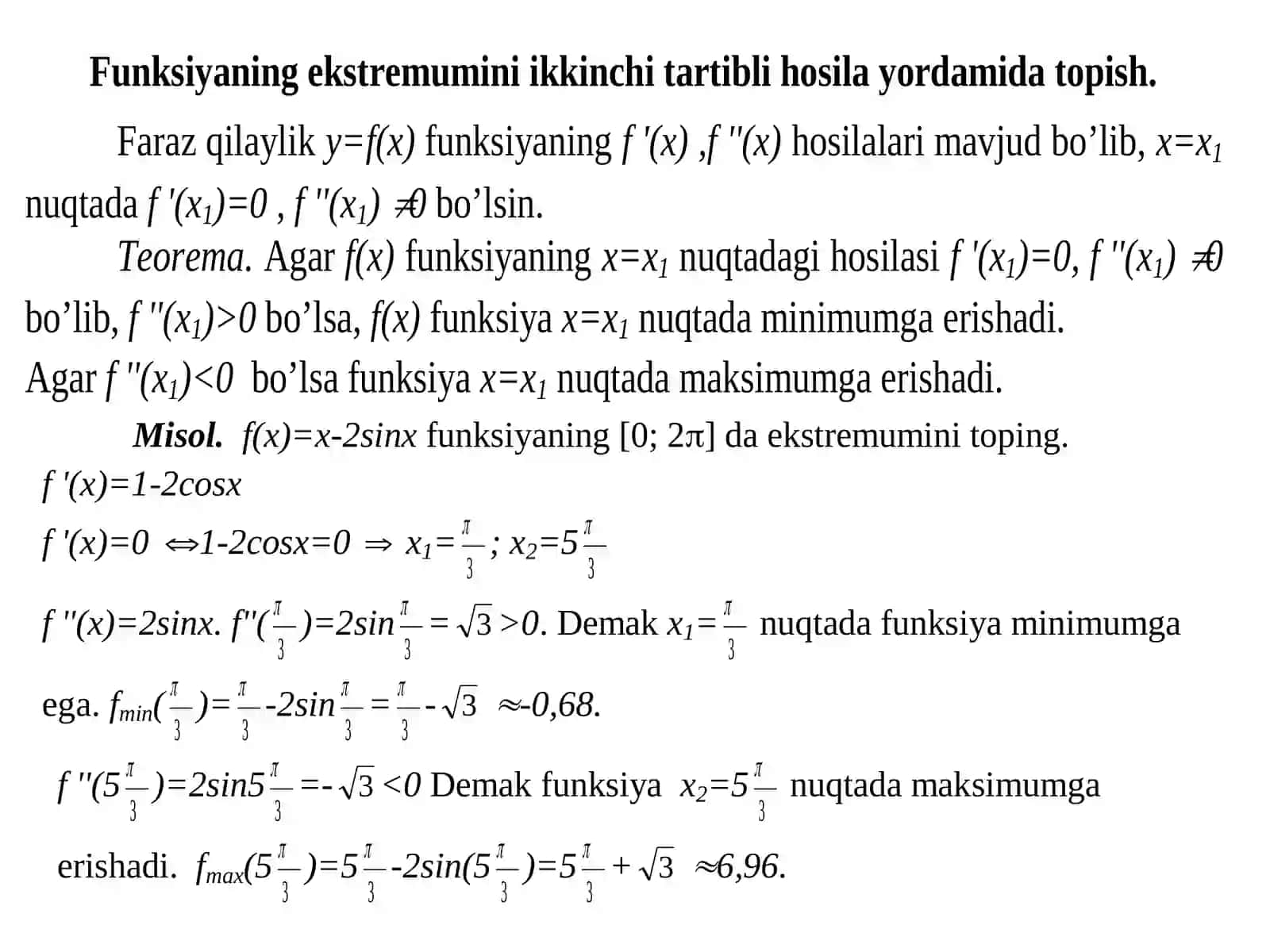 Funksiyagrafigining botiqligi, qavariqli va egilish nuqtalari 2