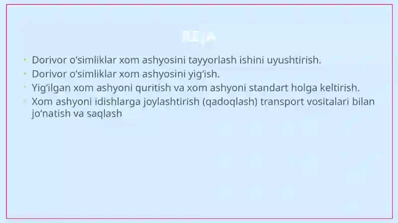 Dorivor O'simliklarni Tayyorlash 2